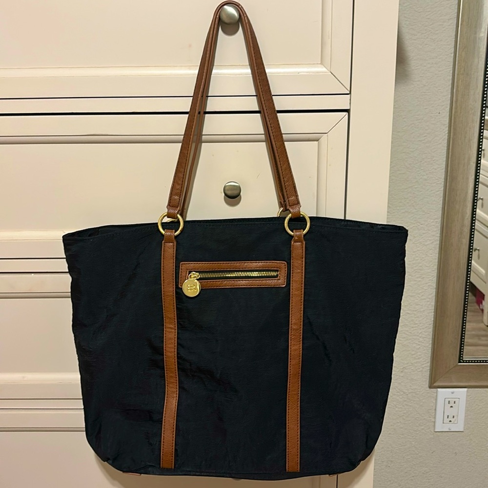 Banana Republic Black Nylon Zipper Tote